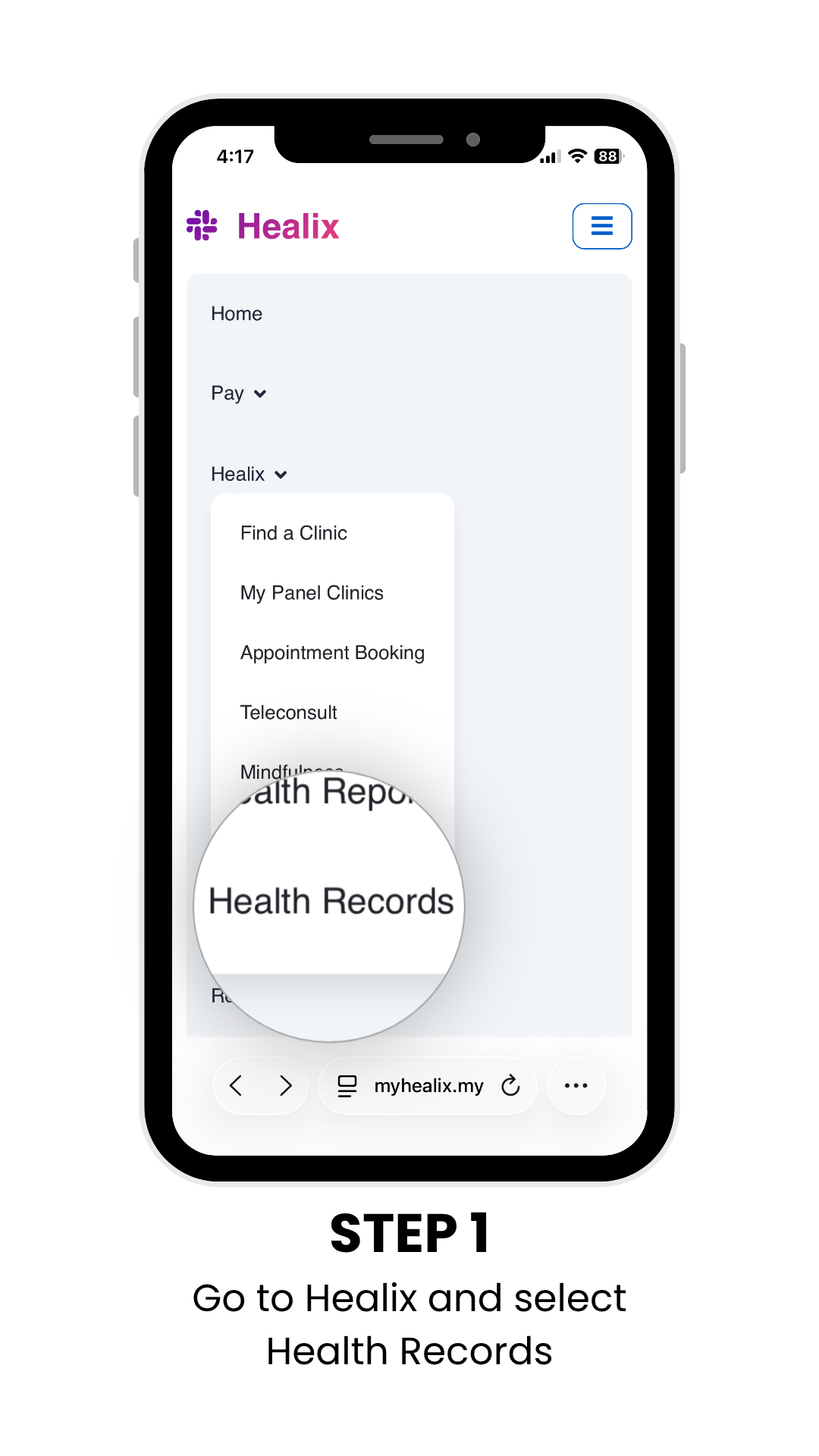 Step 1 — Visit any Healix clinic