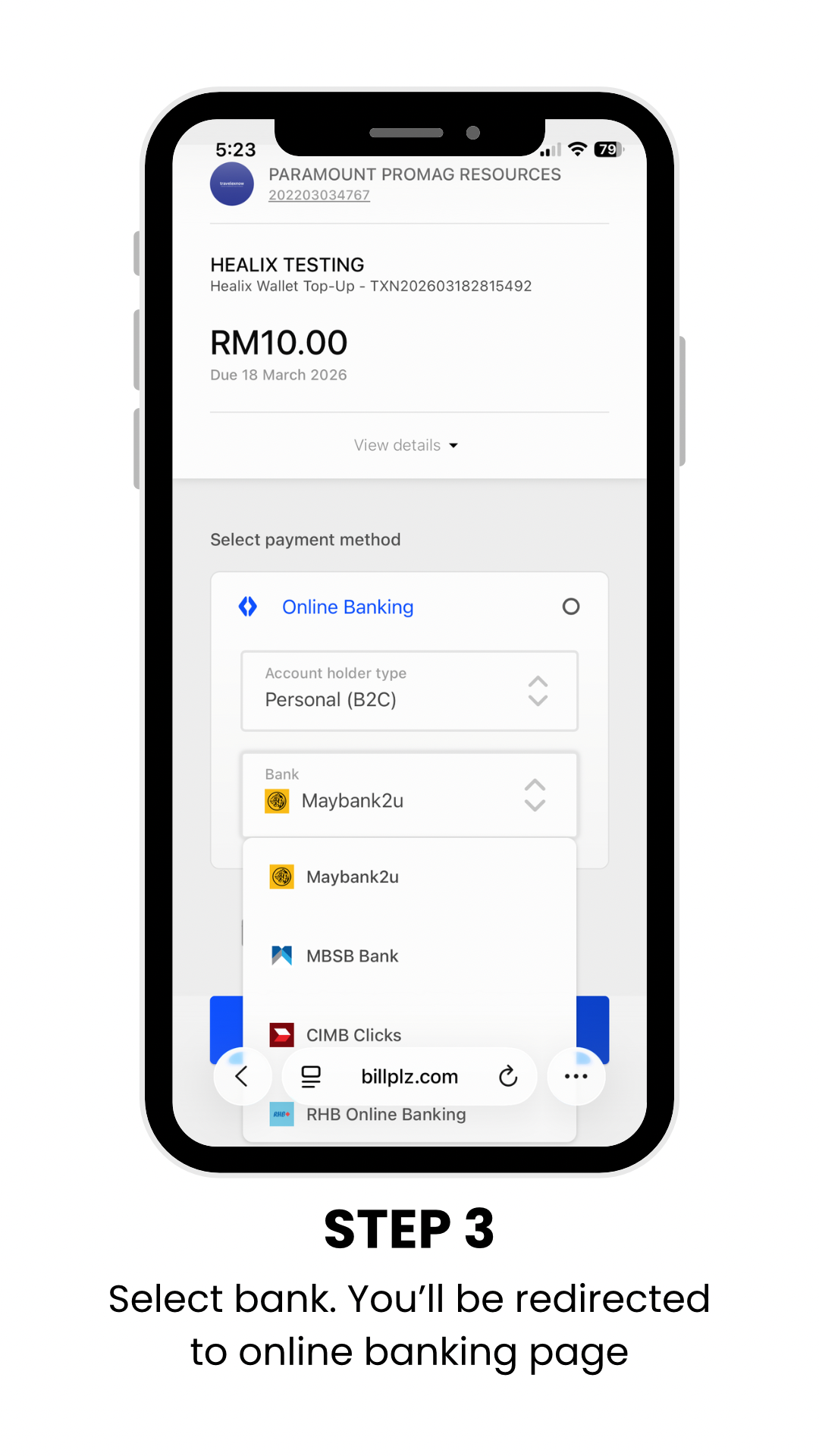 Step 3 — Pay via FPX or card